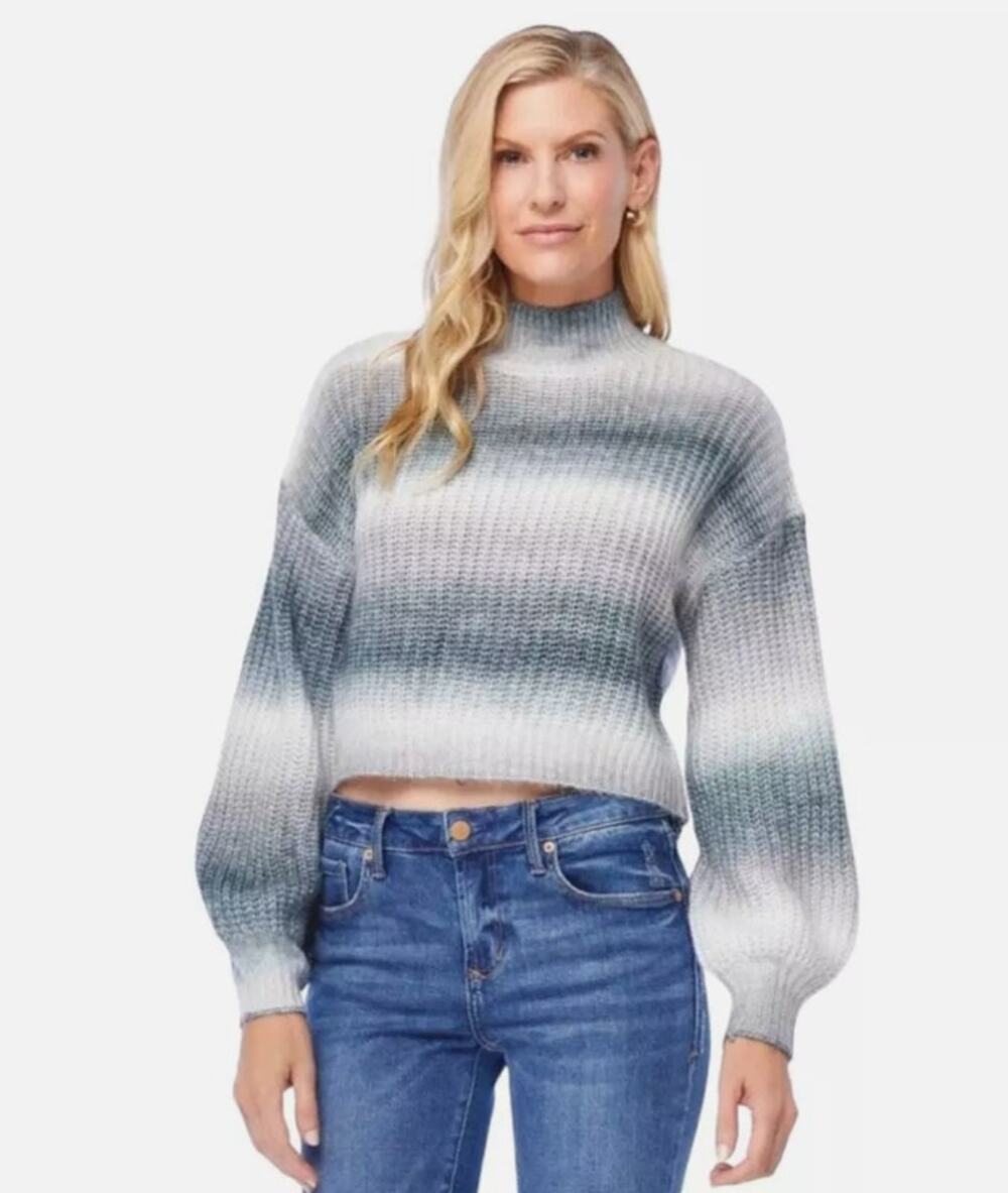 VIGOSS Women's Ombr​é Dropped Shoulder Cropped Mock Neck Sweater Size Large NEW!